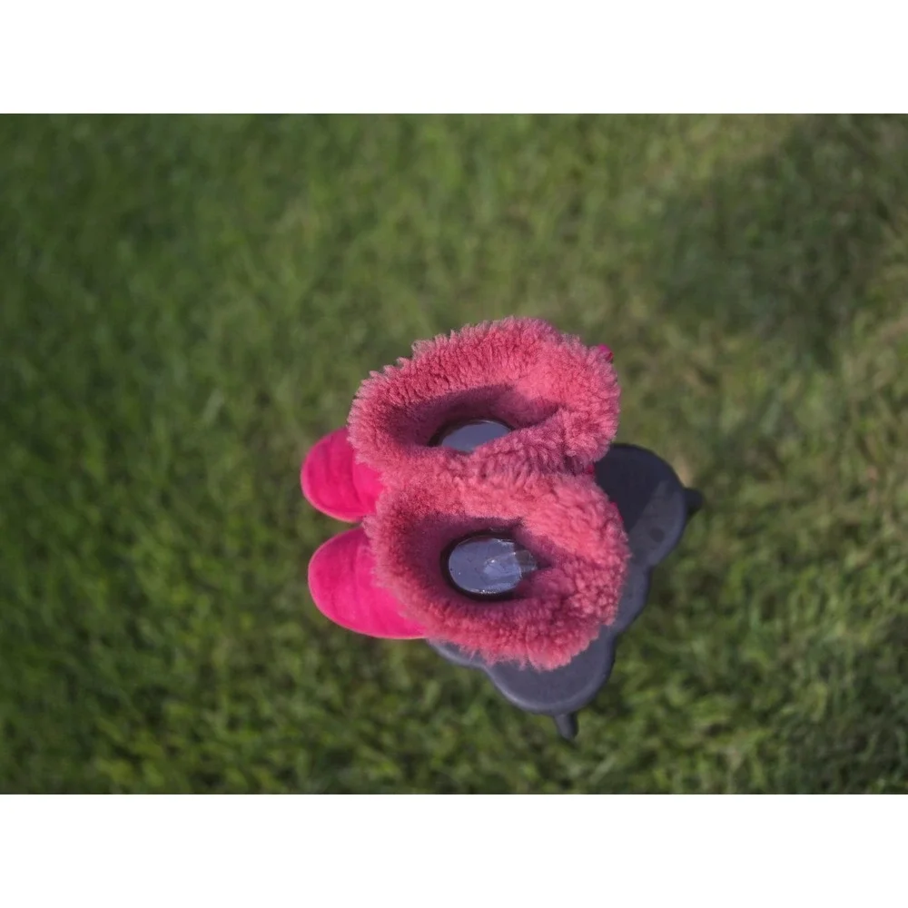 UGG Kids Bailey Bow II Pink Suede Shearling Boots Girls